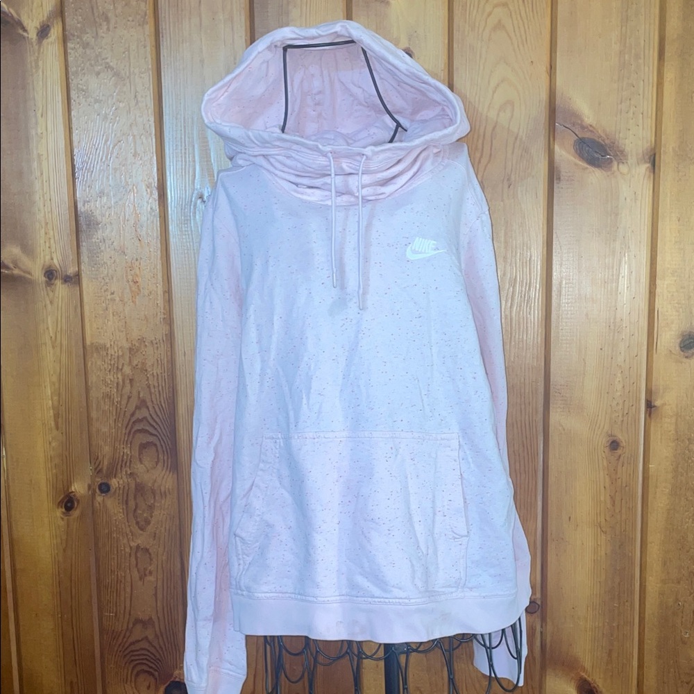 Nike girls Light Pink Hoodie spotted colorful hoodie size large tall cowl neck - Picture 1 of 7